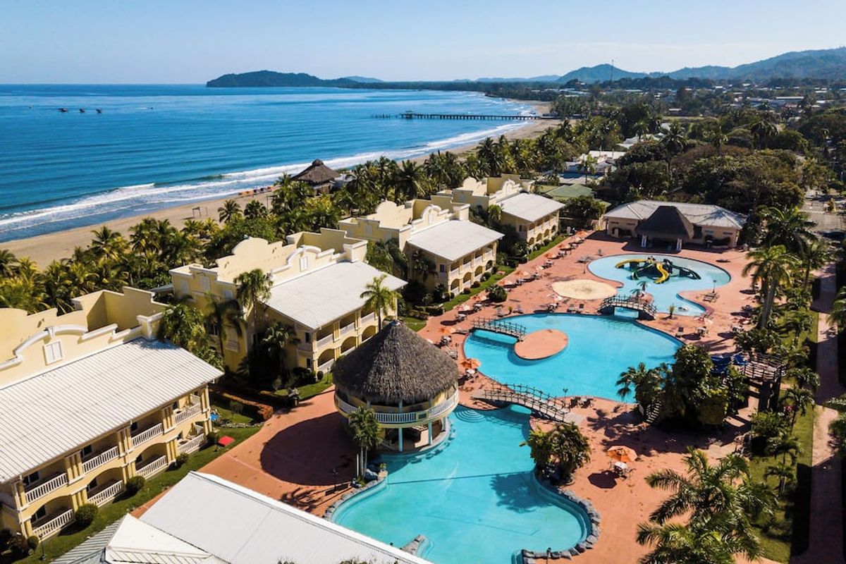 Telamar Resort — an aerial photo of the resort pools and beach